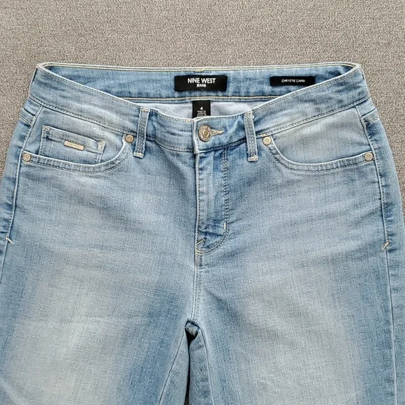 NINE WEST Floral Embroidered Hem Chrystie Capri Jeans SIZE: 4 - Picture 5 of 13